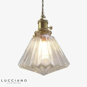 Suspension vintage verre et laiton